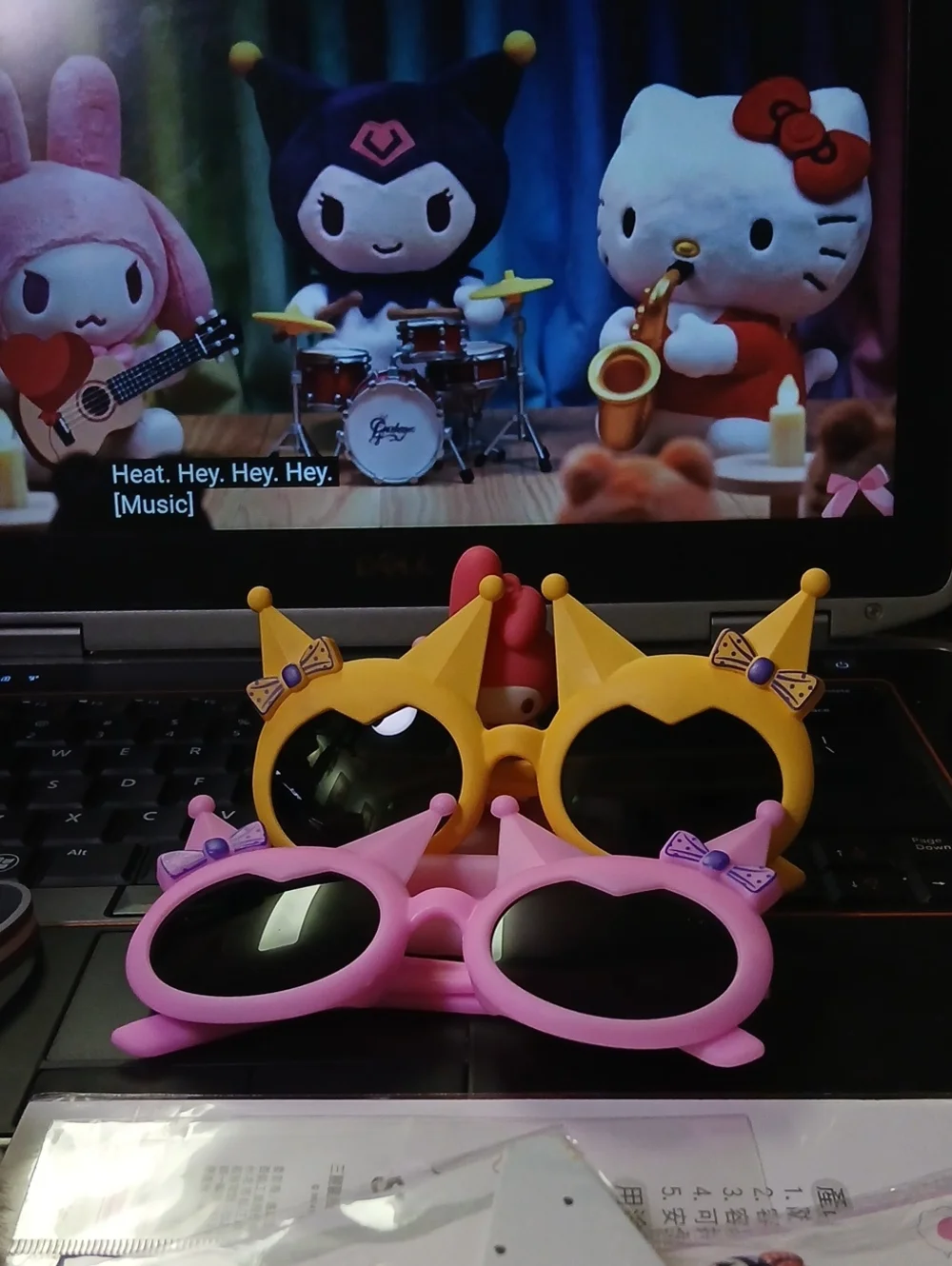 Kids Novelty Sunglasses Set - Pink & Yellow Cute Crown Frames